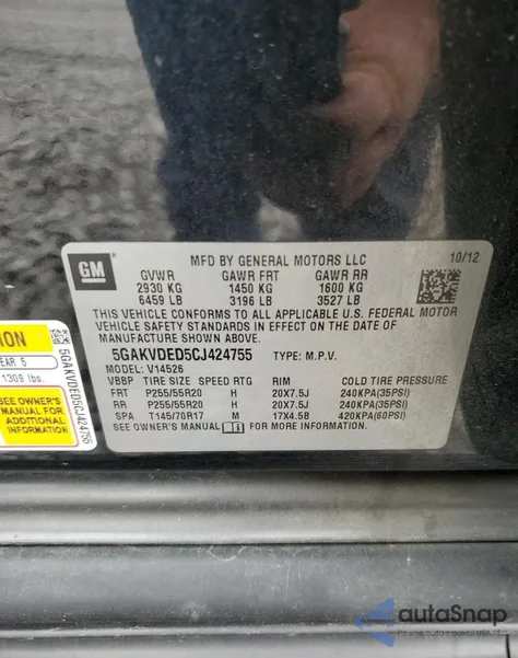 2012 Buick Enclave from USA, damaged, VIN 5GAKVDED5CJ424755